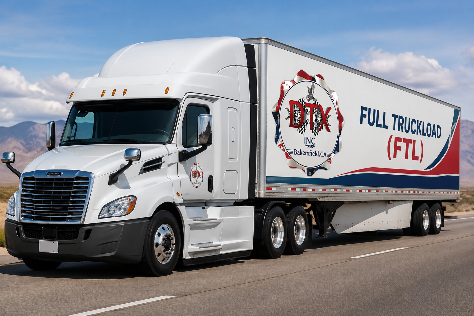 Full truckload semi truck driving on the highway